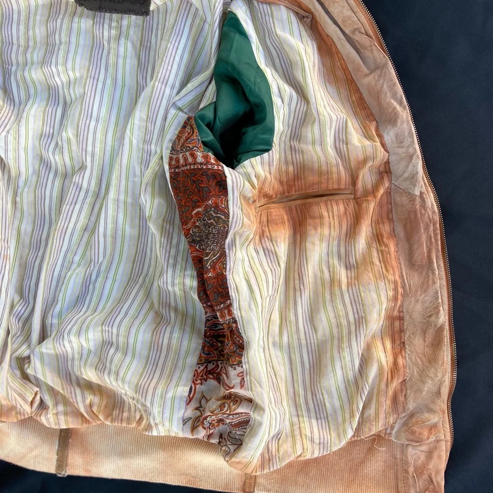 O.41 Genuin leather wrinkled bomber jacket. - Picture 5 of 6